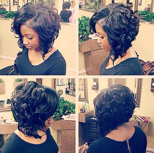 Inverted Curly Weave Short Hairstyle