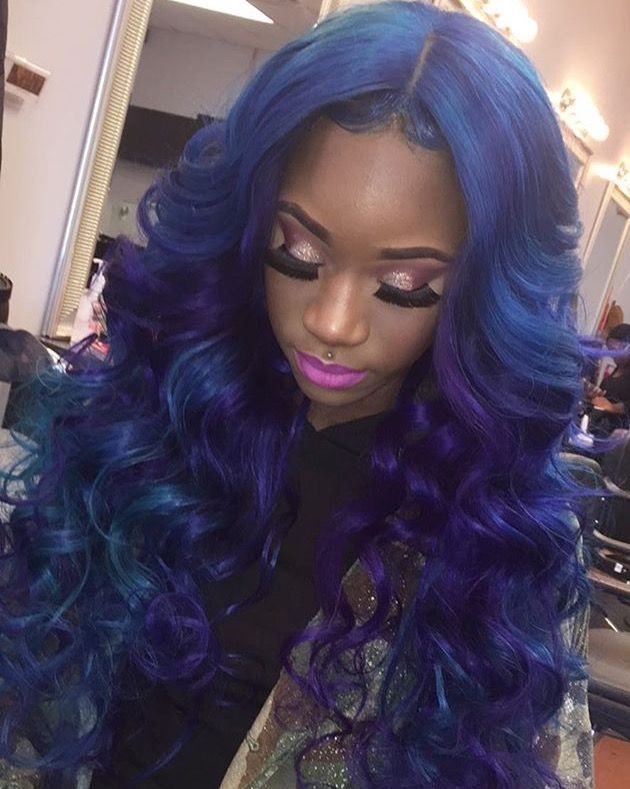 Afro Hair Weave Extensions Blue Whit Purple