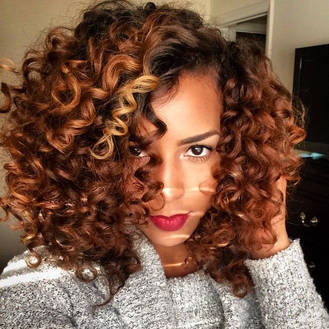 Applying a Quick Weave Hair Style Heatless Curls Colored Natural Hair
