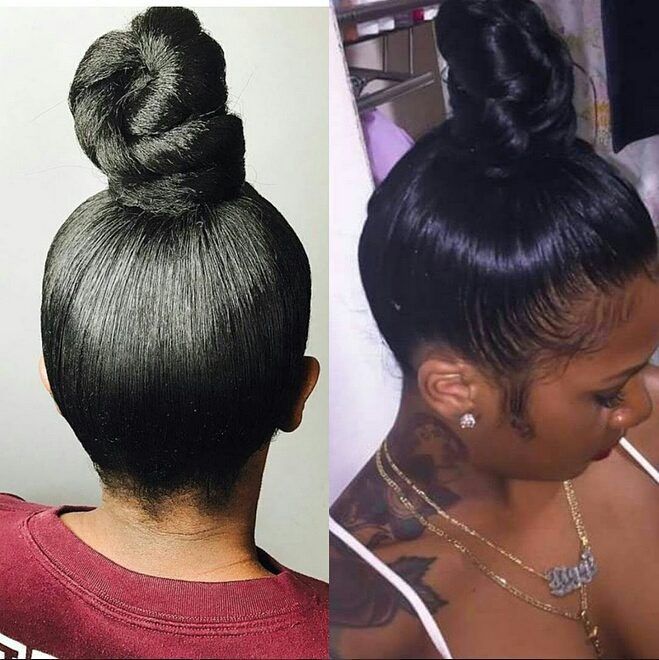 Bun Hairstyles For Black Women With Weave high bun natural edges