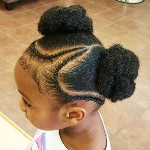 Bun Hairstyles For Black Women With Weave two kinky buns updo for girls