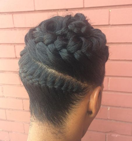 Protective Styles For Natural Hair Without Weave black brown braid updo