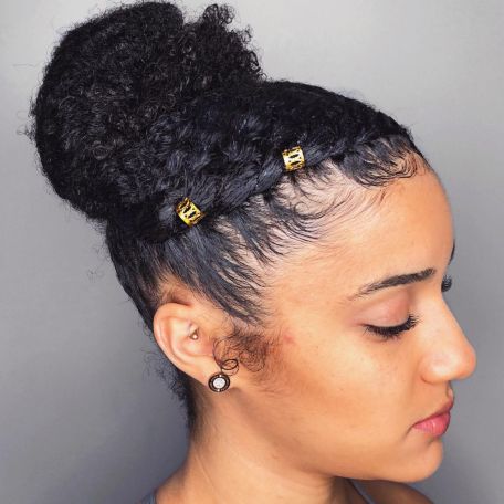Protective Styles For Natural Hair Without Weave bun updo for long natural hair
