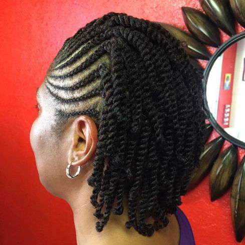 Protective Styles For Natural Hair Without Weave cornrows into individual twists