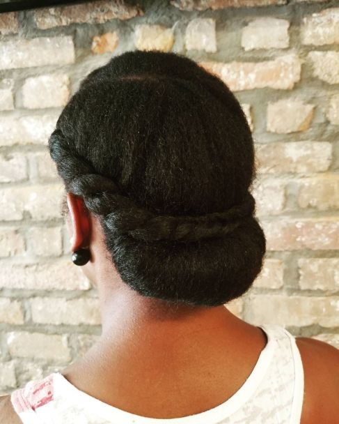 Protective Styles For Natural Hair Without Weave low rolled updo with a twist