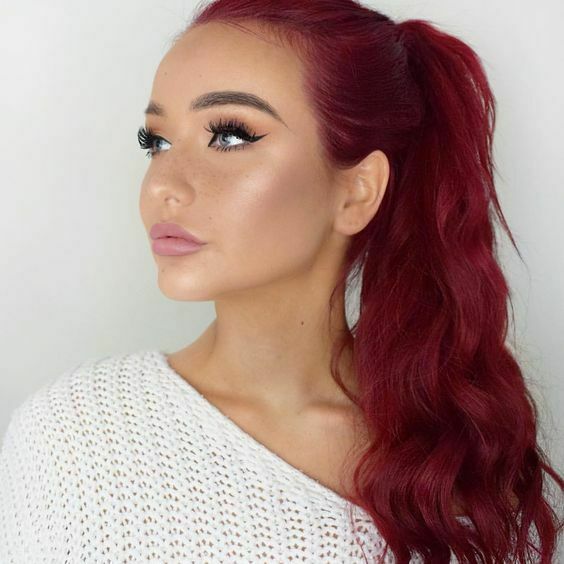 red hair extensions ponytail red wine color