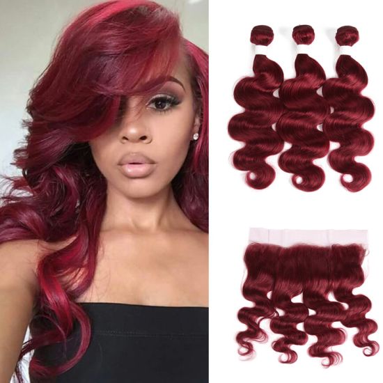 red weave bundles brazilian human hair