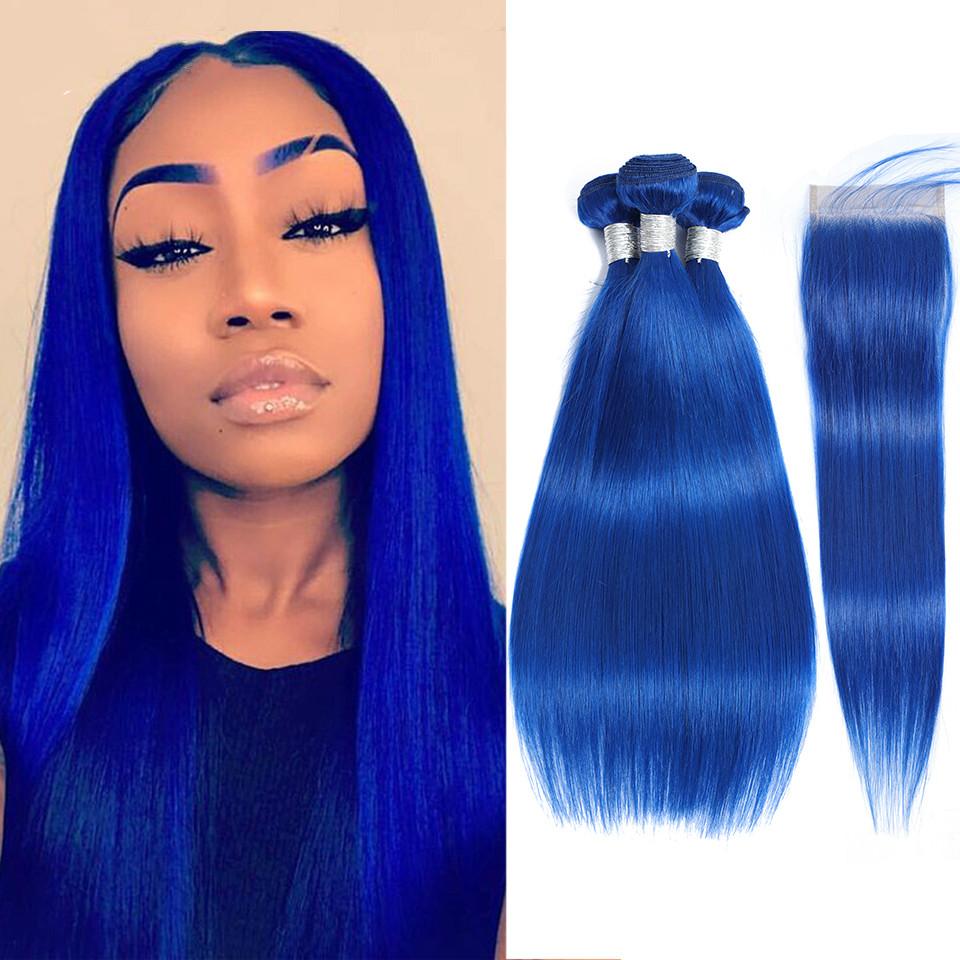 weave hair colors blue bundles with closure colored brazilian