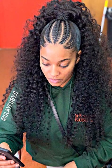 weave ponytail hairstyles for black hair curly braid