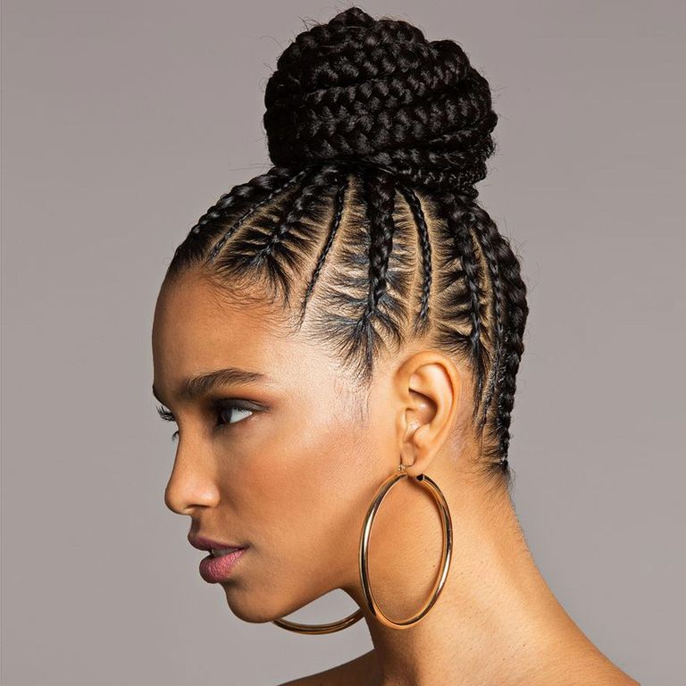 Braided buns with weave