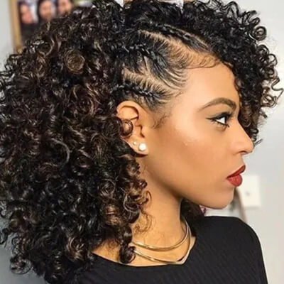 Wavy weave hairstyle with braids