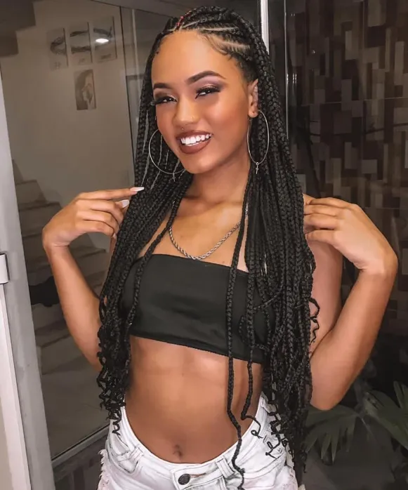 fulani braids with curls at the end