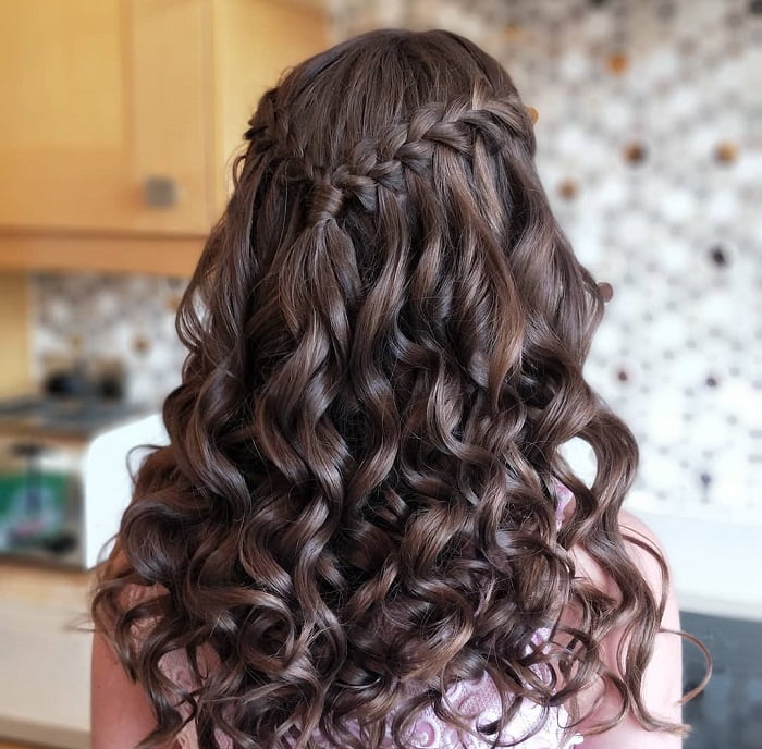 half up half down braids with curls