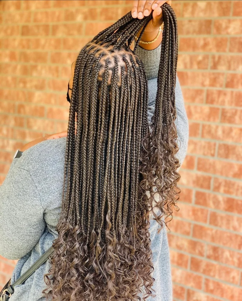 knotless braids with curls at the end 2