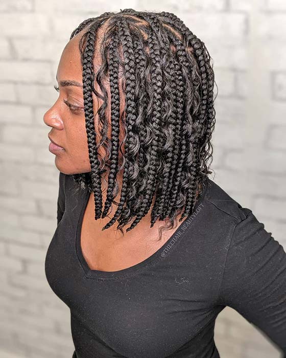 short knotless braids with curls