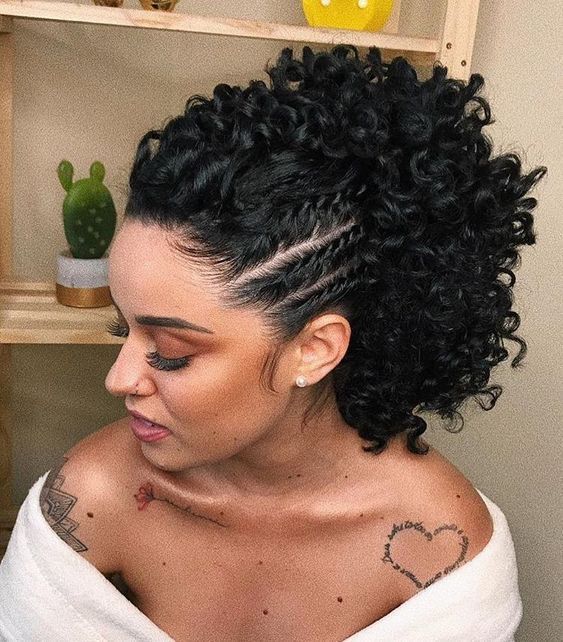 side braids with curls natural hair