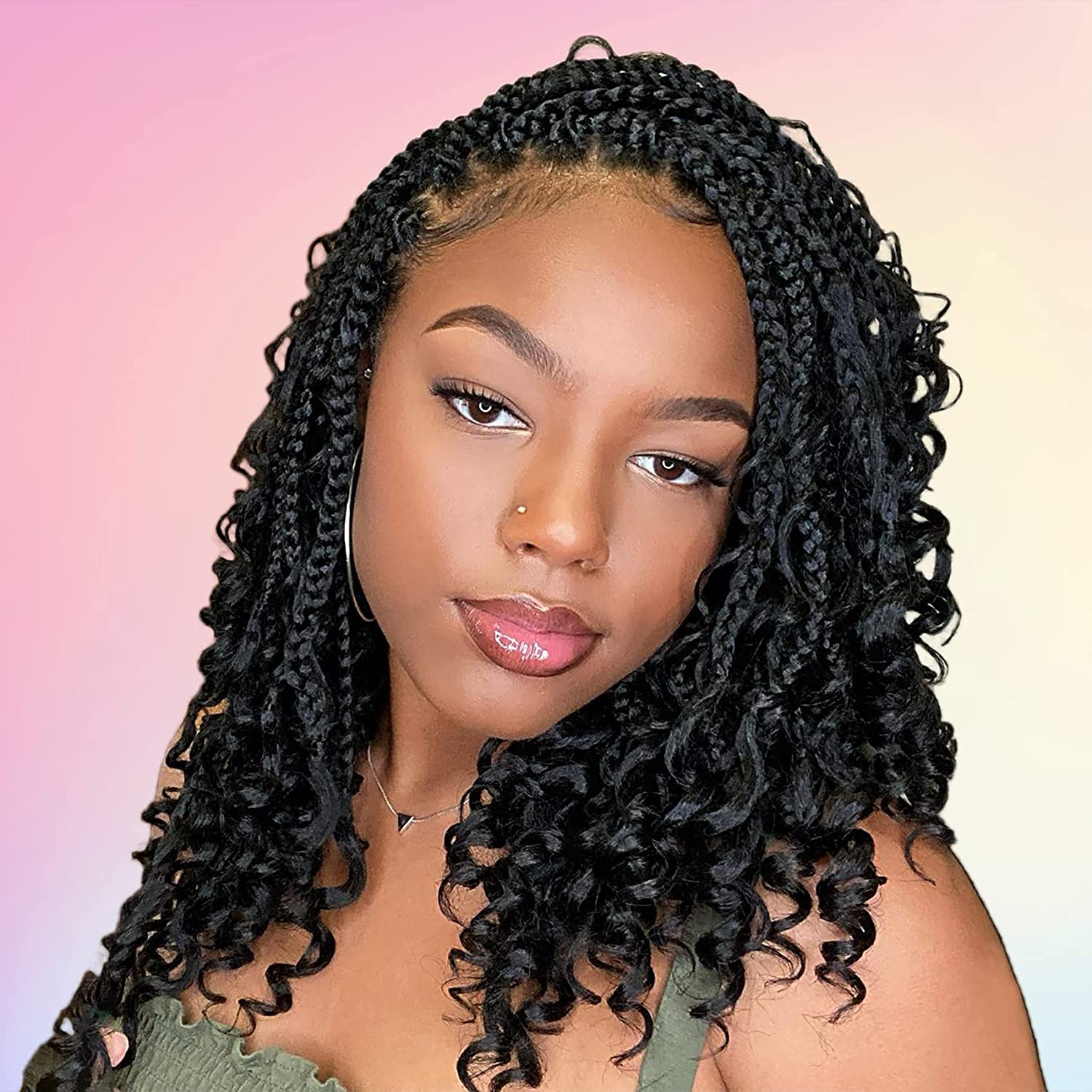 small box braids with curls