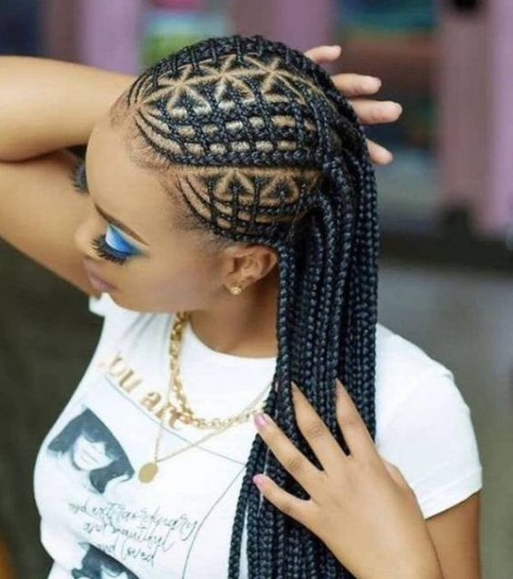 tribal braids with curls 1